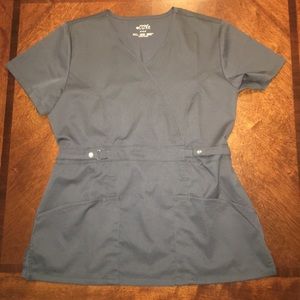 Cherokee Luxe Mock Wrap Scrub Top